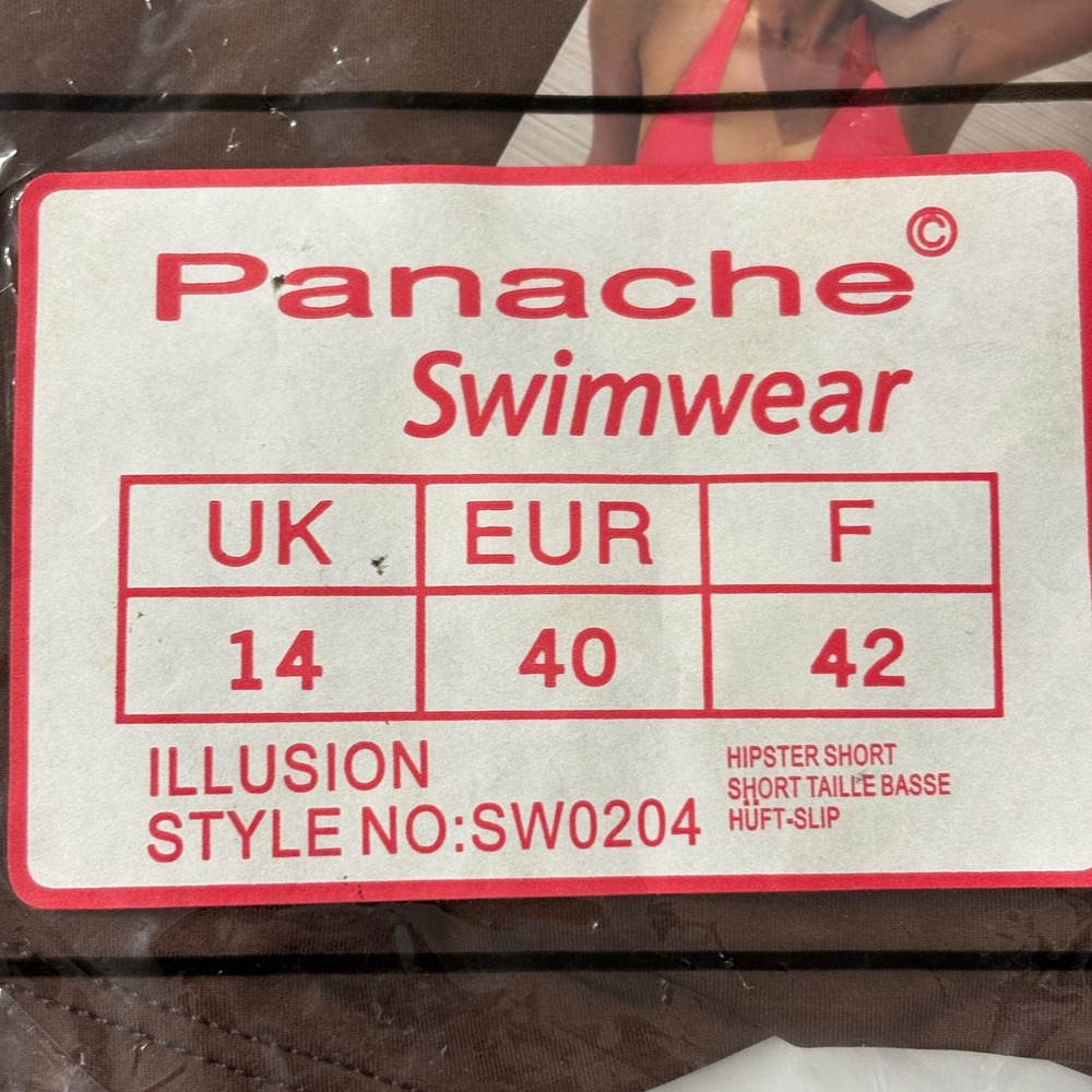Panache Women Swimwear Size 14 Brown Illusion Hipster Short Bikini Bottom SW0204